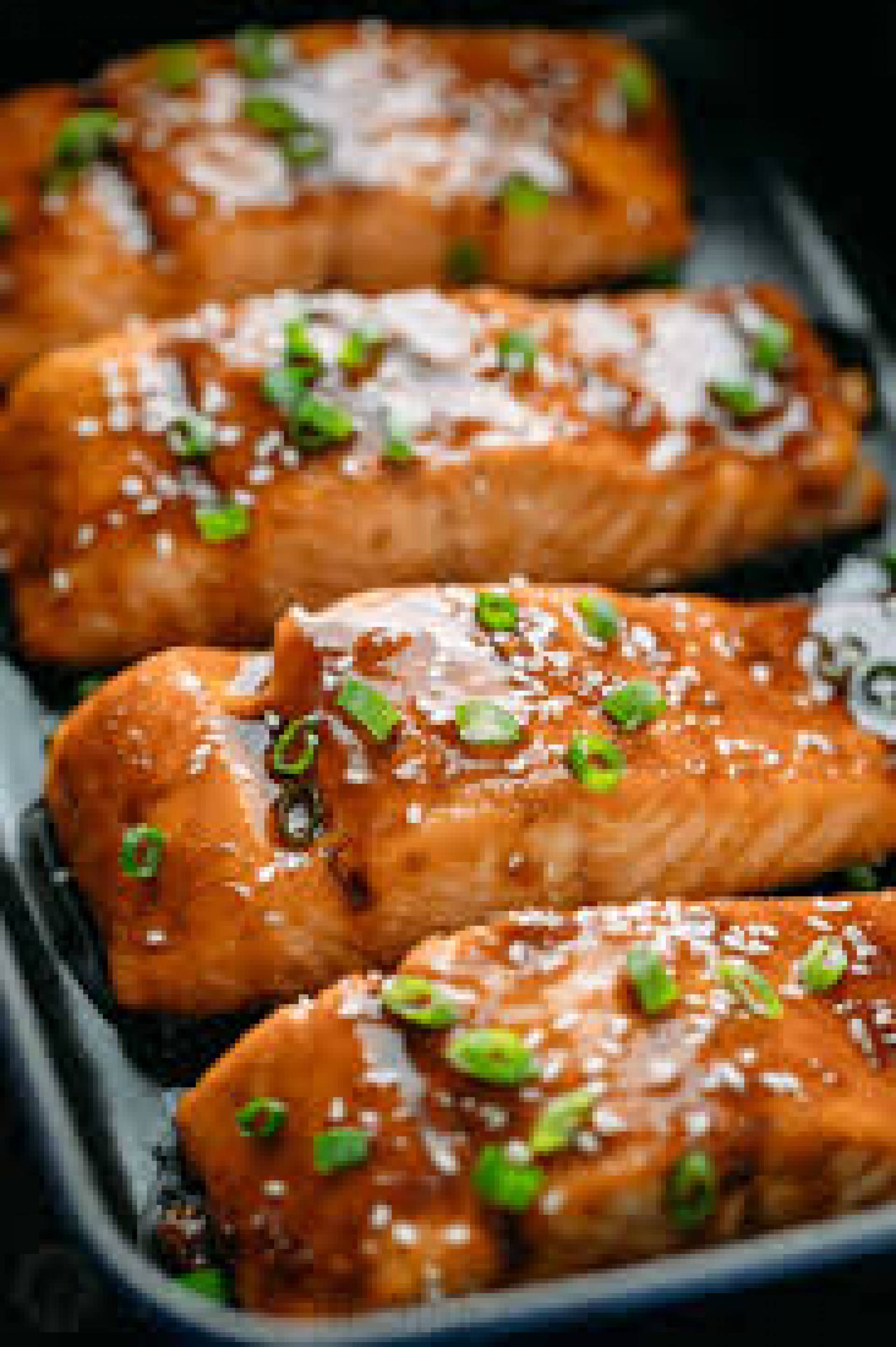 Teriyaki Glazed Salmon, Brown Rice, Steamed Broccoli