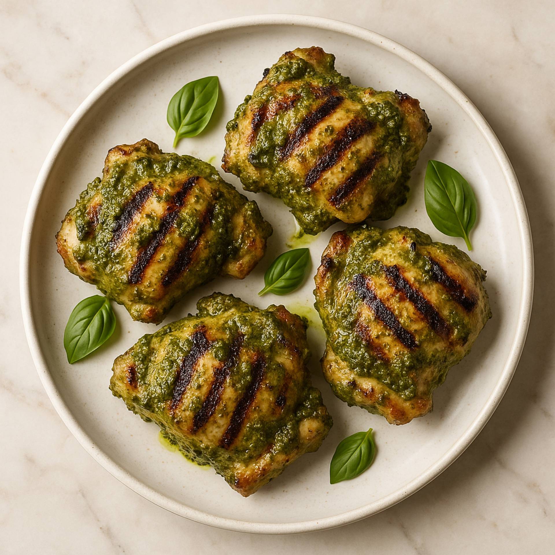 Basil Pesto Grilled Chicken Thighs
